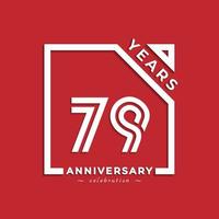 Diseño de estilo de logotipo de celebración de aniversario de 79 años con número vinculado en cuadrado aislado sobre fondo rojo. feliz aniversario saludo celebra evento diseño ilustración vector