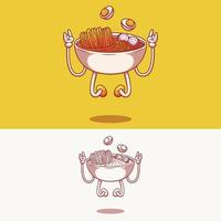 ilustración divertida y linda de ramen vector