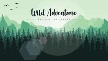 mountain and forest landscape template vector