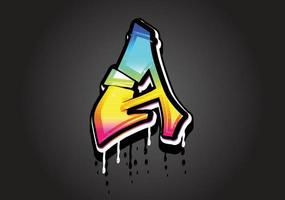 A letter 3D Graffiti Dripping  alphabet font vector