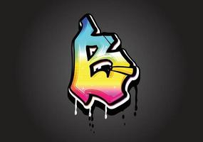 b letra 3d graffiti goteo alfabeto fuente vector