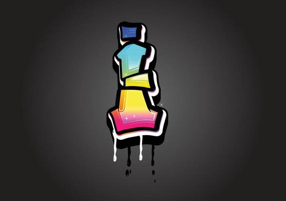 I letter 3D Graffiti Dripping  alphabet font vector