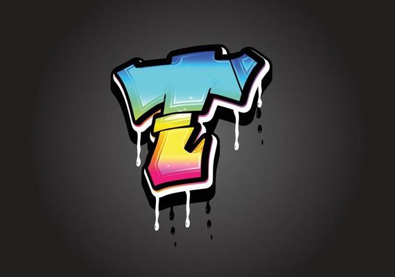 T letter 3D Graffiti Dripping  alphabet font vector