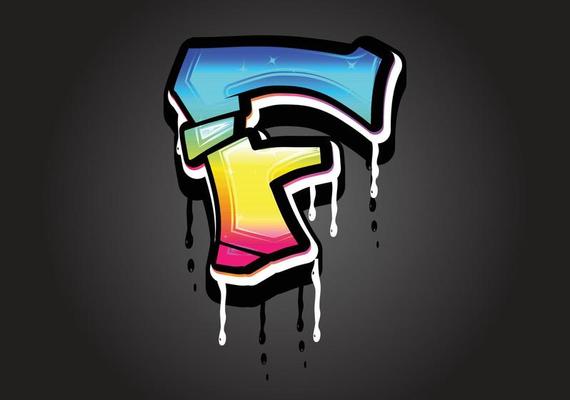 F letter 3D Graffiti Dripping  alphabet font vector