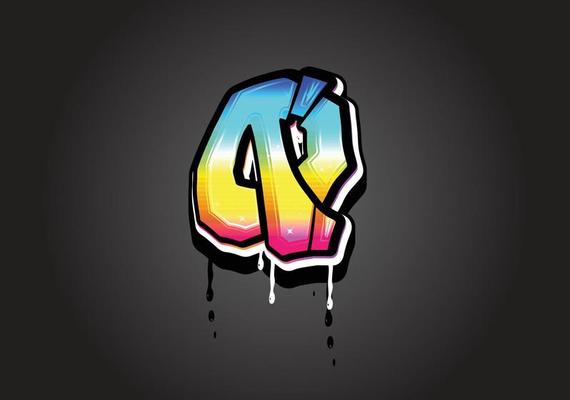 Q letter 3D Graffiti Dripping  alphabet font vector