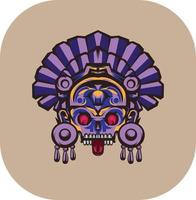 Ilustración de vector de cráneo de tótem de monstruo azteca.