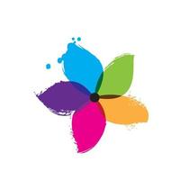 Colorful Flower logo, brushed style. vector