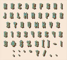 Vintage font effect. Set of capital letters and numbers. Vector illustration font.