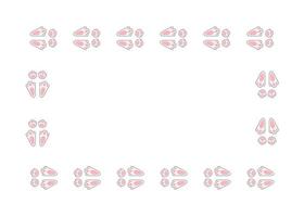 Rabbit or hare footprint trail. Easter bunny foot prints. Rabbit paw steps. Hare steps track on snow. Blank rectangle frame template. Vector illustration isolated on white background in flat style