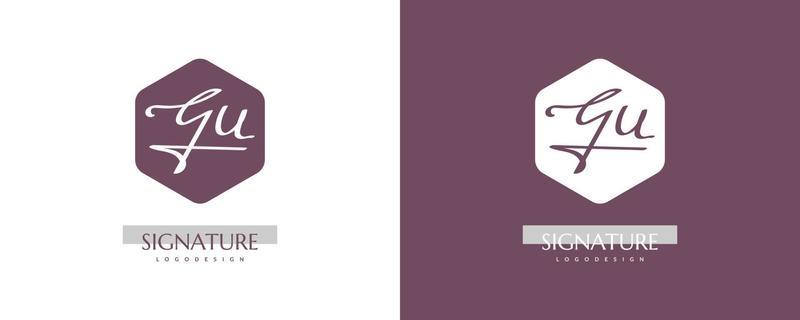 Initial G and U Logo Design in Elegant and Minimalist Handwriting Style. GU Signature Logo or Symbol for Wedding, Fashion, Jewelry, Boutique, and Business Identity