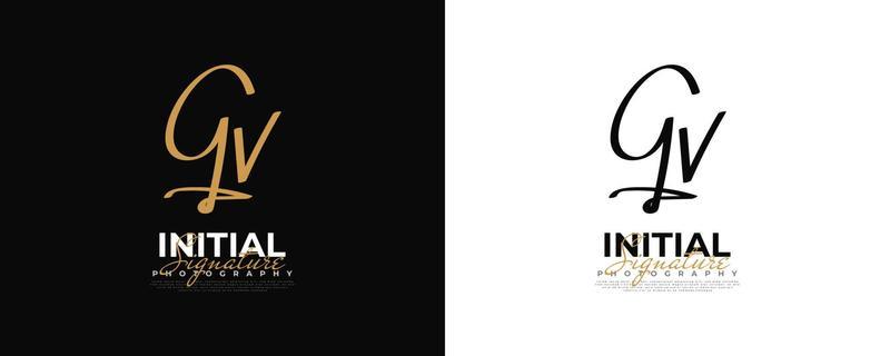 Initial G and V Logo Design in Elegant and Minimalist Handwriting Style. GV Signature Logo or Symbol for Wedding, Fashion, Jewelry, Boutique, and Business Identity