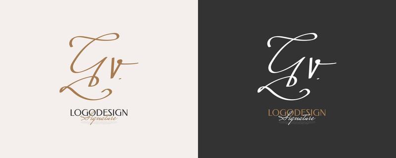 Initial G and V Logo Design in Elegant and Minimalist Handwriting Style. GV Signature Logo or Symbol for Wedding, Fashion, Jewelry, Boutique, and Business Identity
