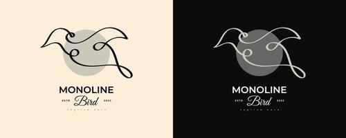 Simple and Minimalist Bird Logo Design with Line Style. Monoline Bird Logo or Symbol vector