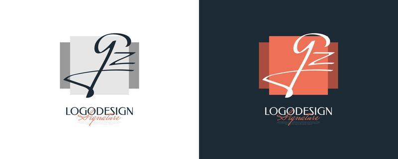 Initial G and Z Logo Design in Elegant and Minimalist Handwriting Style. GZ Signature Logo or Symbol for Wedding, Fashion, Jewelry, Boutique, and Business Identity