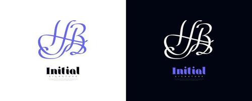 Initial H and B Logo Design in Elegant and Minimalist Handwriting Style. HB Signature Logo Design vector