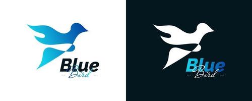 Bird Logo in Blue Gradient with Abstract Style
