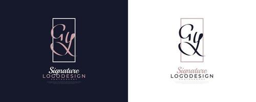 Initial G and Y Logo Design in Elegant and Minimalist Handwriting Style. GY Signature Logo or Symbol for Wedding, Fashion, Jewelry, Boutique, and Business Identity vector