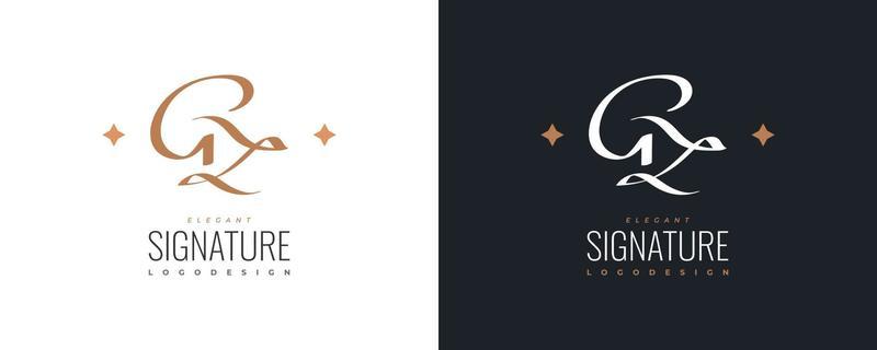 Initial G and Z Logo Design in Elegant and Minimalist Handwriting Style. GZ Signature Logo or Symbol for Wedding, Fashion, Jewelry, Boutique, and Business Identity