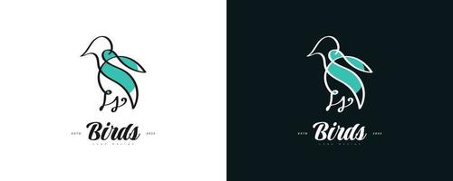 logotipo de pájaro en un estilo de línea simple y limpio. ilustración de pájaro minimalista vector
