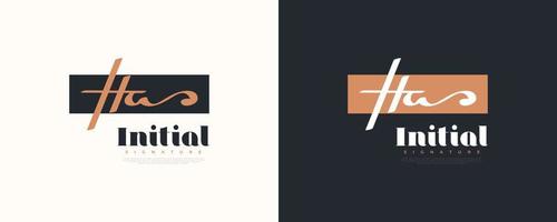 h inicial y un diseño de logotipo en un estilo de escritura elegante y minimalista. logotipo de la firma ha para la identidad empresarial vector