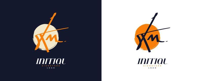 Initial K and M Logo Design in Elegant and Minimalist Handwriting Style. KM Signature Logo or Symbol for Wedding, Fashion, Jewelry, Boutique, and Business Identity