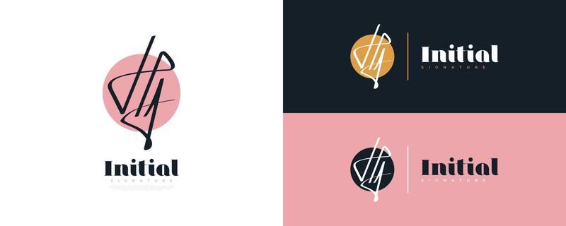 Initial H and A Logo Design in Elegant and Minimalist Handwriting Style. HA Signature Logo or Symbol for Wedding, Fashion, Jewelry, Boutique, and Business Identity
