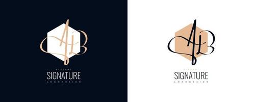 Initial A and B Logo Design in Elegant and Minimalist Handwriting Style. AB Signature Logo or Symbol for Wedding, Fashion, Jewelry, Boutique, and Business Identity vector