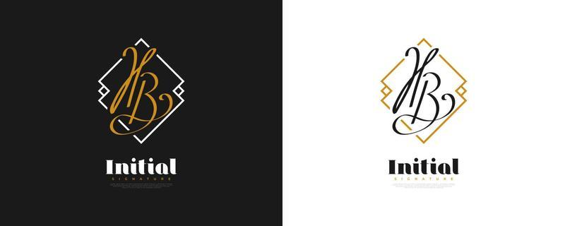 Initial H and B Logo Design in Elegant and Minimalist Handwriting Style. HB Signature Logo Design