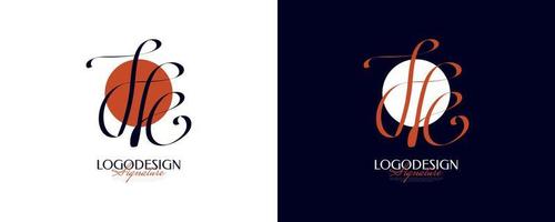 diseño inicial del logotipo h y c en un estilo de escritura elegante y minimalista. logotipo o símbolo de la firma hc para bodas, moda, joyería, boutique e identidad comercial vector
