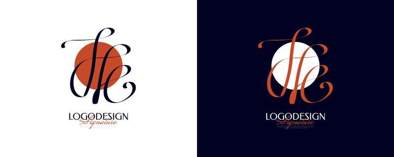 Initial H and C Logo Design in Elegant and Minimalist Handwriting Style. HC Signature Logo or Symbol for Wedding, Fashion, Jewelry, Boutique, and Business Identity