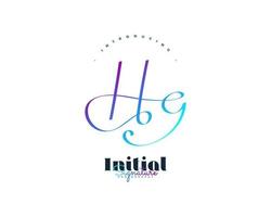 Initial H and G Logo Design in Colorful Gradient Style. Minimalist HG Signature Logo or Symbol vector