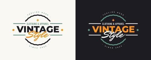 Vintage and Retro Label Badge for Apparel Logo. Classic Clothing Badge Design vector