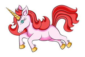 Pink unicorn pony cartoon character on white isolated background