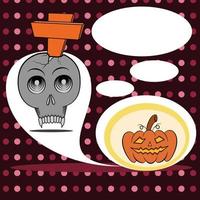 Halloween vector illustration Skull and pumpkin ghosts with polka dot background