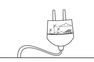 ilustración vectorial de un enchufe de alimentación con una fuente de energía vector