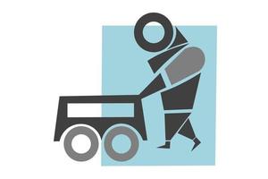 Vector illustration A person with a shopping cart icon