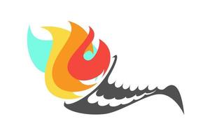 Colorful flame with icon on white background isolated vector