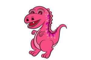 Pink dinosaur cartoon character on white isolated background vector