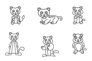 Line drawing cartoon cat illustration vector