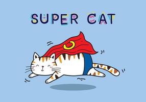 vector cute super hero cat flying in the air