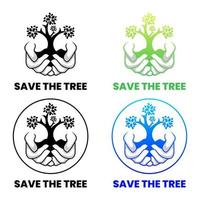 save the tree logo design template vector