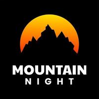 plantilla de diseño de logotipo de silueta de noche de montaña vector