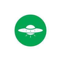 UFO Icon Vector in Circle Shape. Unidentified Flying Object Symbol
