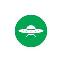 UFO Icon Vector in Circle Shape. Unidentified Flying Object Symbol