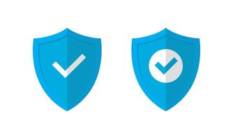 Shield Icon with Check Mark Symbol in Flat Style vector