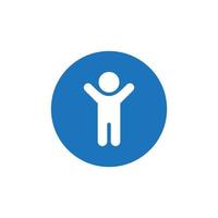 Child Raises Hands Up Icon Vector in Circle Shape