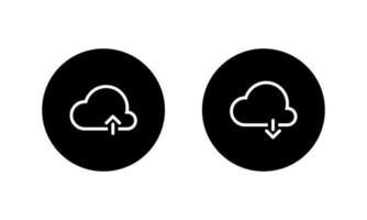 Cloud Upload Download Icon Vector in Circle Shape