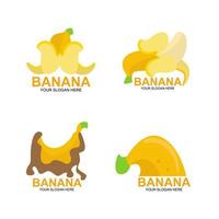 Banana Fruit logo Set with two dimensional style vector