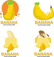 Banana Fruit logo Set with two dimensional style vector