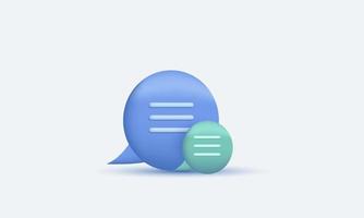 3d rendering minimal green blue icon chat bubbles vector
